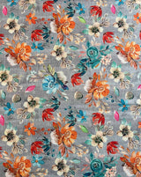 Multi Colour Floral Printed Cotton Linen Fabric