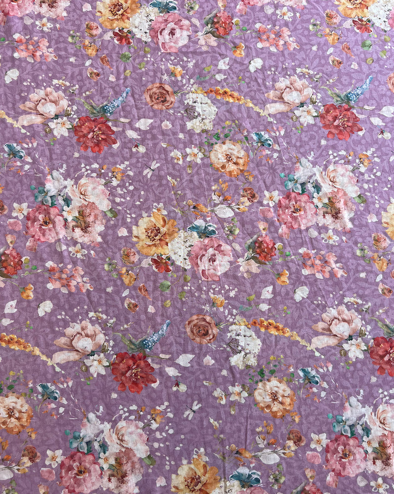 Onion Pink Floral Print with Self Jacquard Fabric