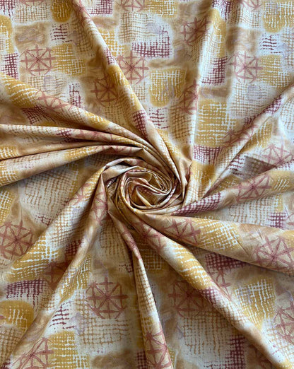 Mustard Geometrical Printed Cotton Fabric