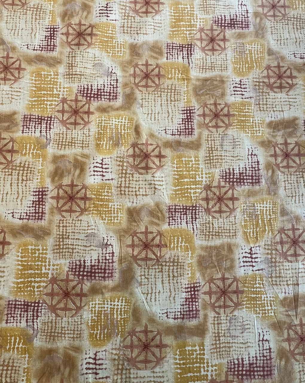 Mustard Geometrical Printed Cotton Fabric