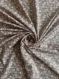 Brown Paisley Printed Cotton Fabric