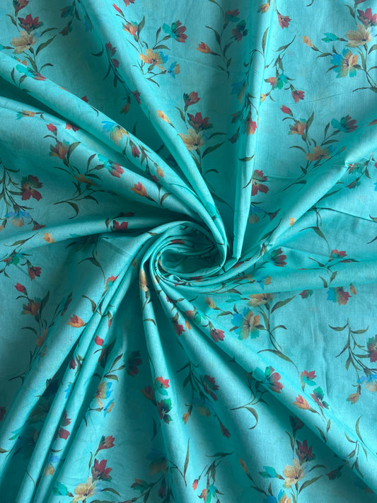 Rama Green Floral Printed Cotton Fabric