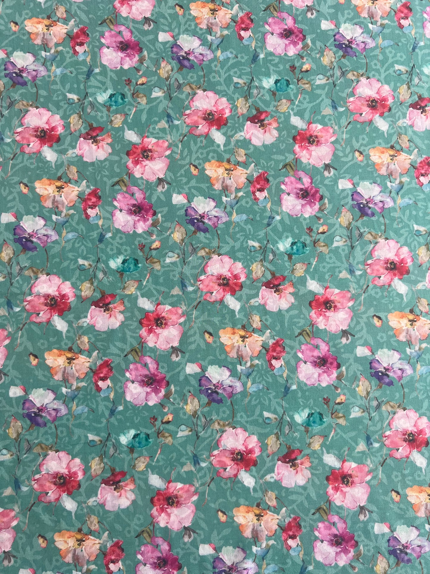 Green Multi Colour Floral Printed Cotton Fabric