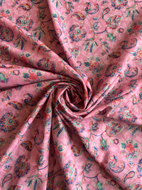Pink Multi Colour Floral Printed Cotton Fabric