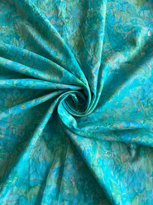 Rama Green Gold Self Printed Cotton Fabric
