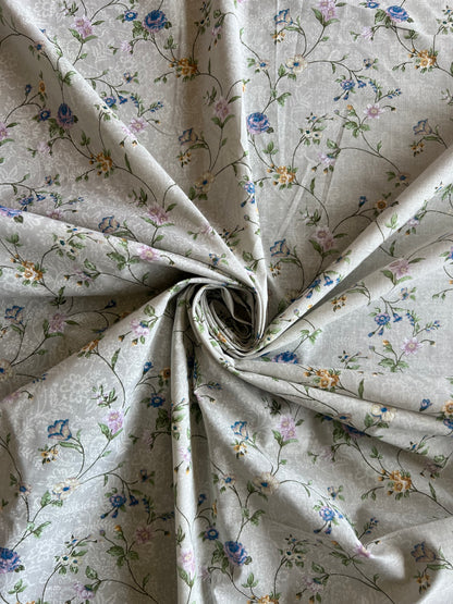 Grey Floral Printed Cotton Fabric