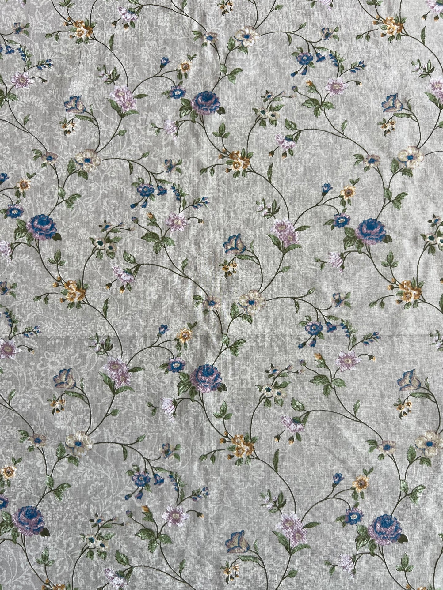 Grey Floral Printed Cotton Fabric