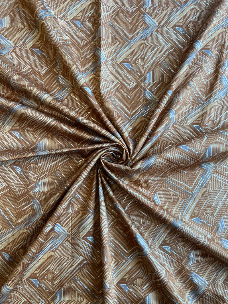Mustard Geometrical Printed Cotton Fabric