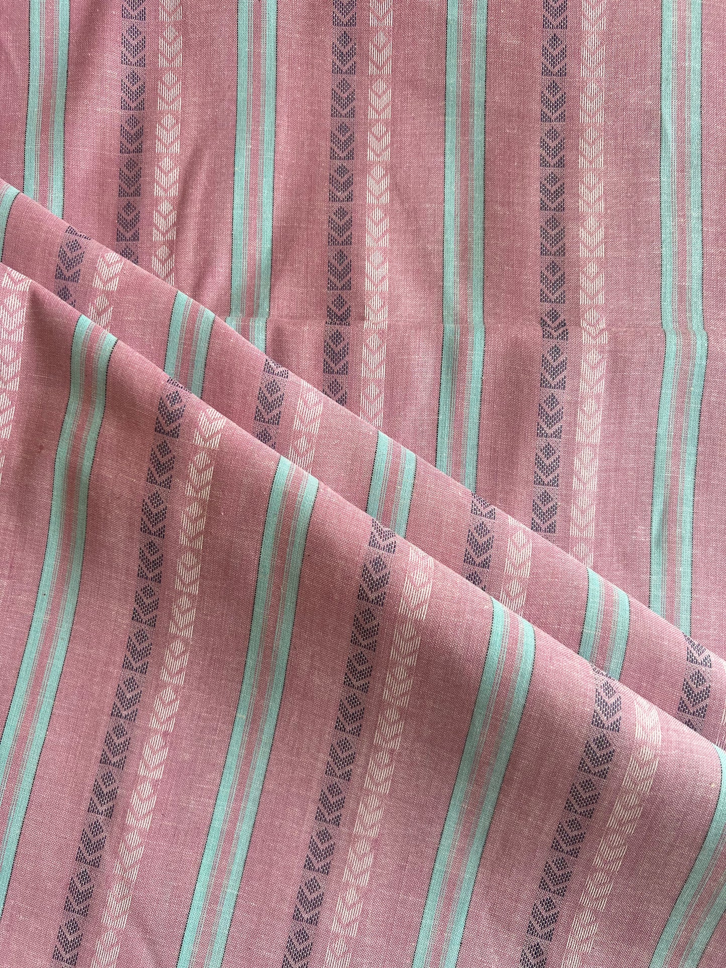 Pink Geometrical Weaved Cotton Fabric