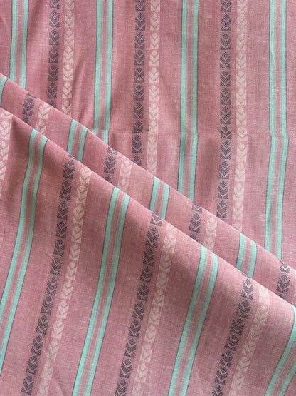 Pink Geometrical Weaved Cotton Fabric