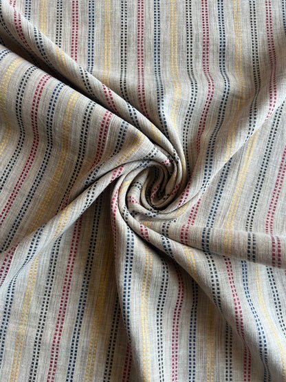 Multi Colour Stripes Weaved Cotton Fabric