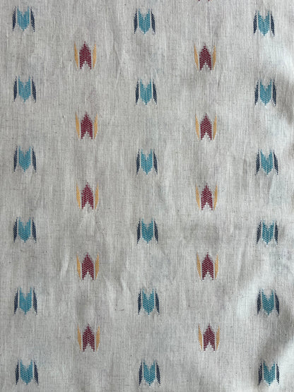 Geometric Woven Washed Ikat Cotton Fabric