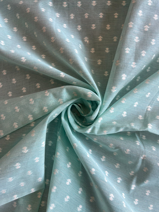 Ice Blue Small Weaved Buti Chanderi Fabric