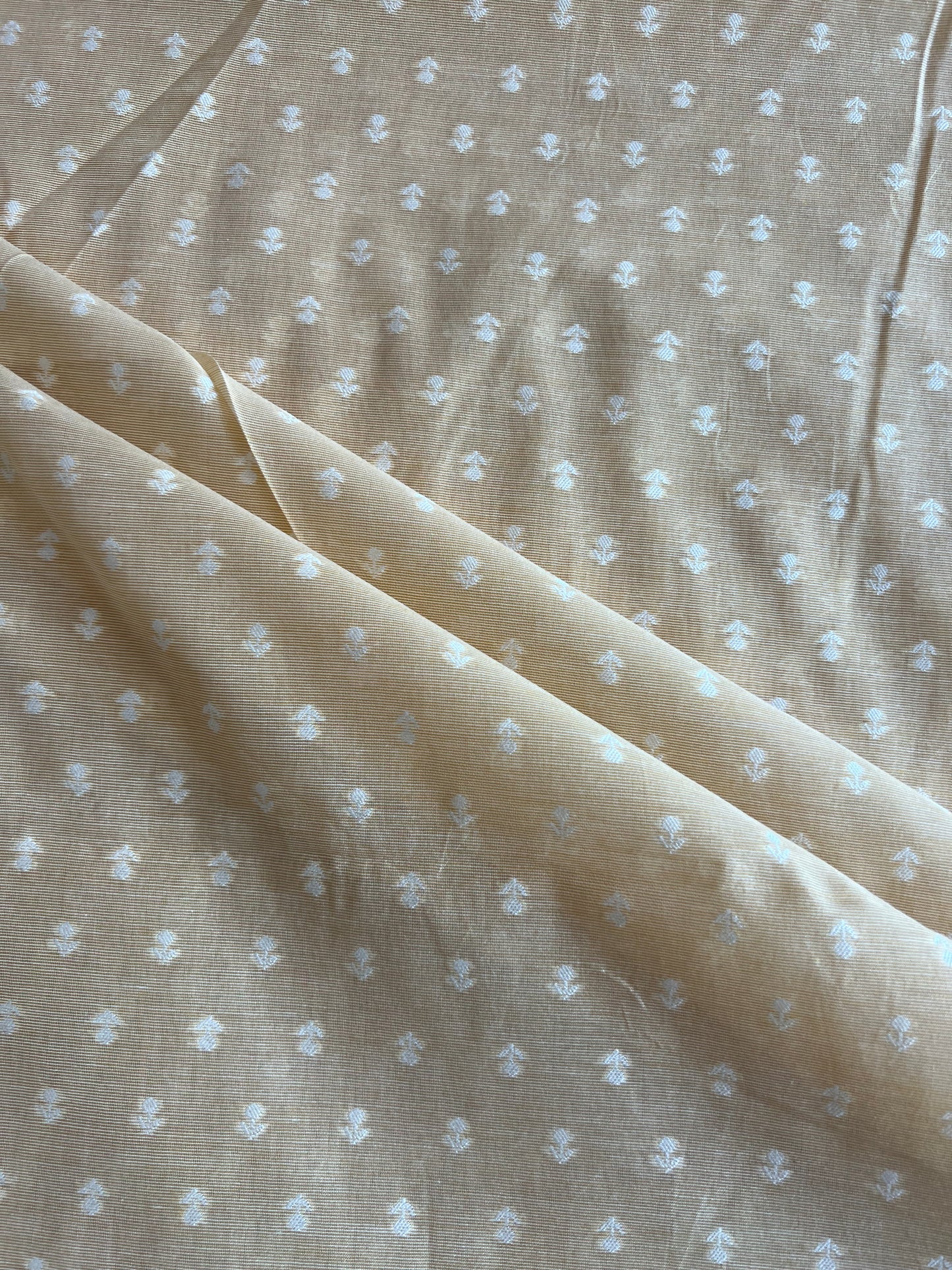 Lemon Small Weaved Buti Chanderi Fabric