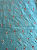 Blue Chanderi Embroidered Fabric