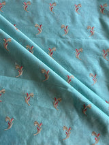 Blue Chanderi Embroidered Fabric