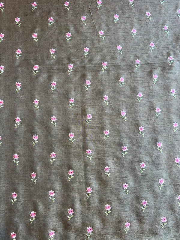 Mouse Chanderi Embroidered Fabric