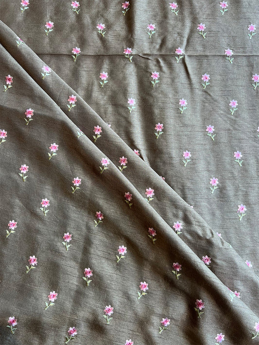 Mouse Viscose Silk Embroidered Fabric