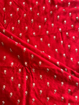 Red Chanderi Embroidered Fabric