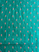 Teal Chanderi Embroidered Fabric