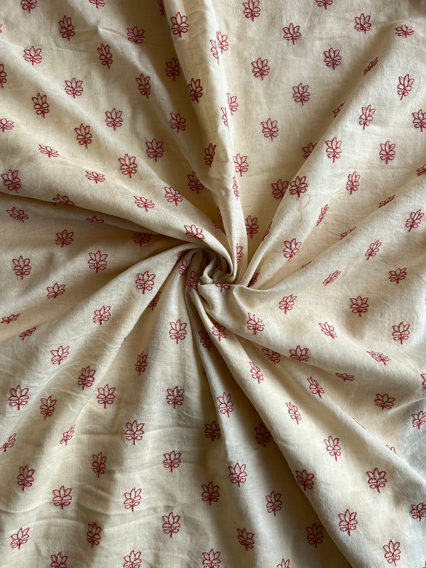 Off White Embroidered Buti Chanderi Fabric