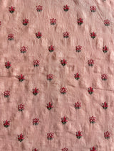 Peach Embroidered Buti Chanderi Fabric
