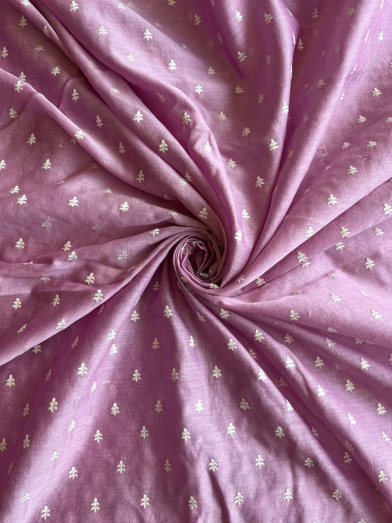 Lilac Embroidered Buti Chanderi Fabric