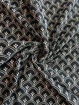 Black Maheshwari Silk Embroidered Fabric