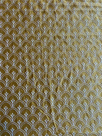 Yellow Maheshwari Silk Embroidered Fabric