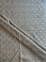 Grey Tusser Silk Embroidered Fabric