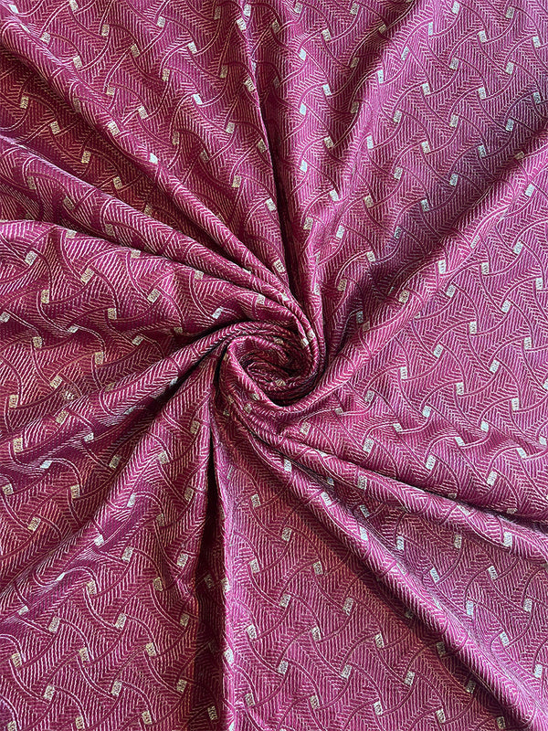 Maroon Tusser Silk Embroidered Fabric
