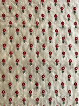Beige Chanderi Fabric with Red Embroidered Buti