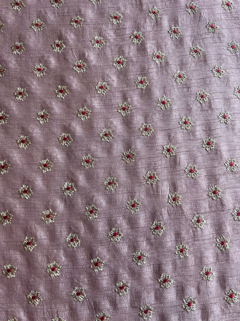 Onion Pink Soft Silk Embroidered Fabric
