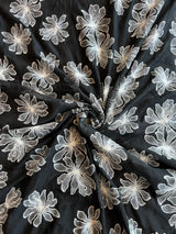 Black Embroidered Chanderi Fabric
