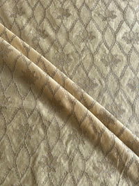 Lime Green Zari Embroidered Silk Chanderi Fabric
