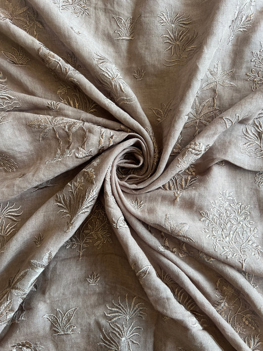 Mouse Colour Pure Gauze Linen Embroidered Fabric