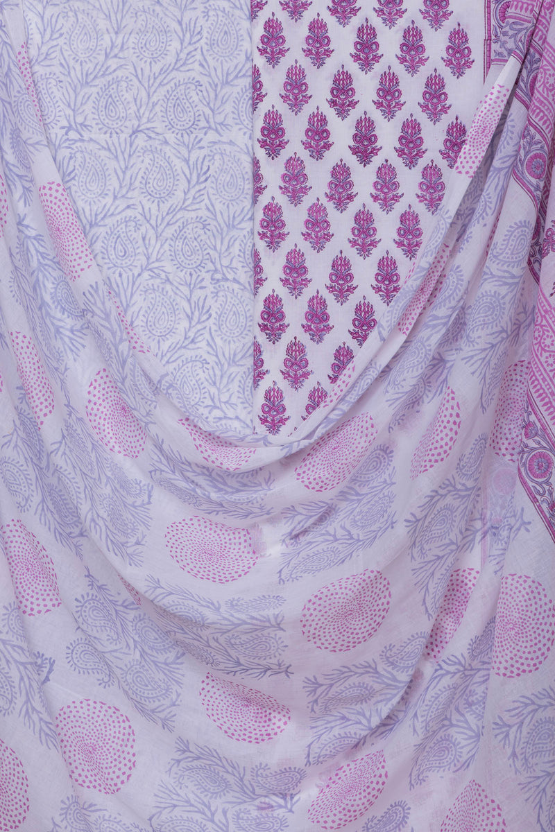 Cotton Hand Block Printed Suit with Mulmul Dupatta