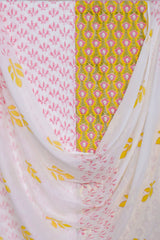 Cotton Hand Block Printed Suit with Mulmul Dupatta