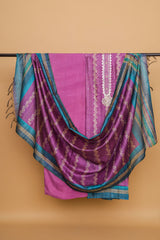 Purple Chanderi Suit with Mirror Work