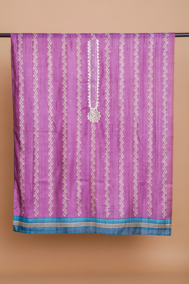 Purple Chanderi Suit with Mirror Work