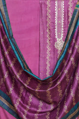 Purple Chanderi Suit with Mirror Work