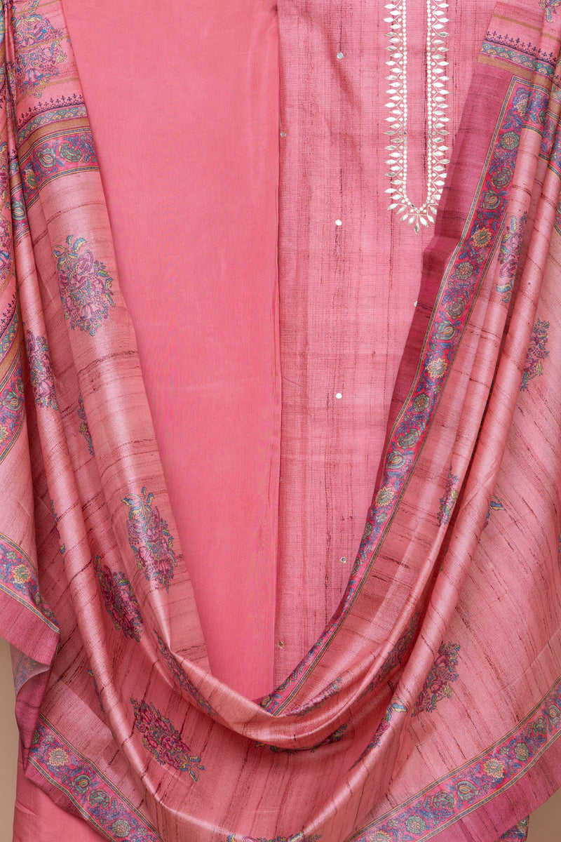 Peach Chanderi Suit with Gota Patti Work