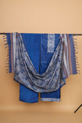 Blue Chanderi Suit with Printed Dupatta