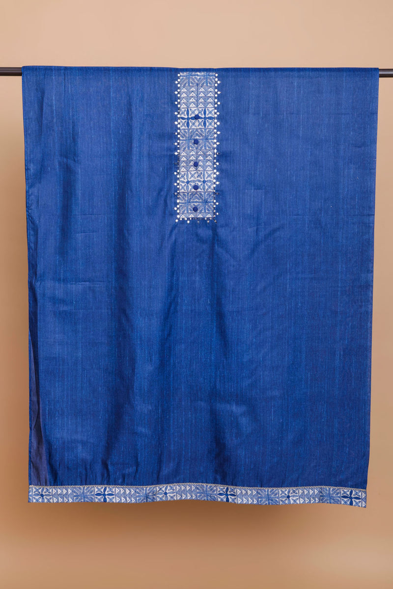 Blue Chanderi Suit with Printed Dupatta