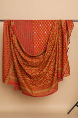 "Cotton Hand Block Printed Gota Patti Jaipuri Print Mirror Work Embroidered"