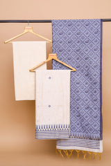 Chanderi Suit with Blue Weaved Dupatta