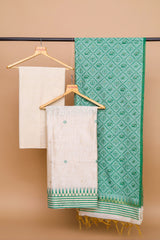 Chanderi Suit with Green Weaved Dupatta