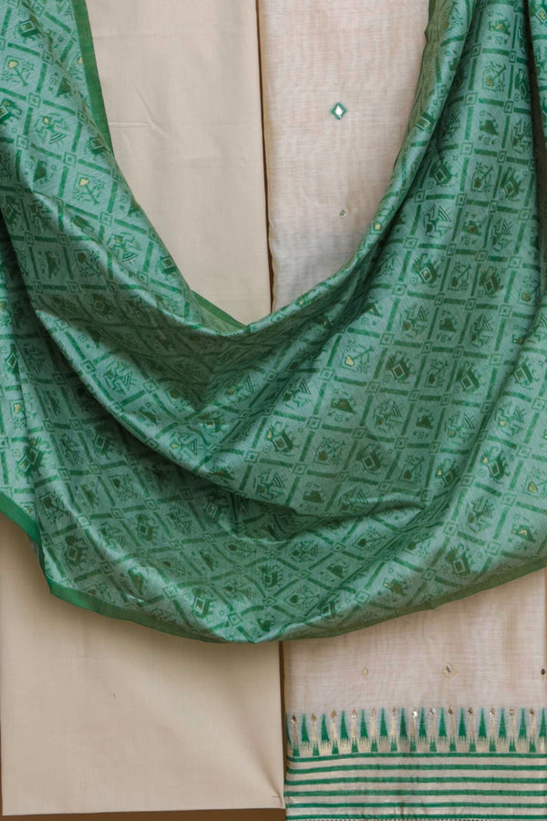 Chanderi Suit with Green Weaved Dupatta