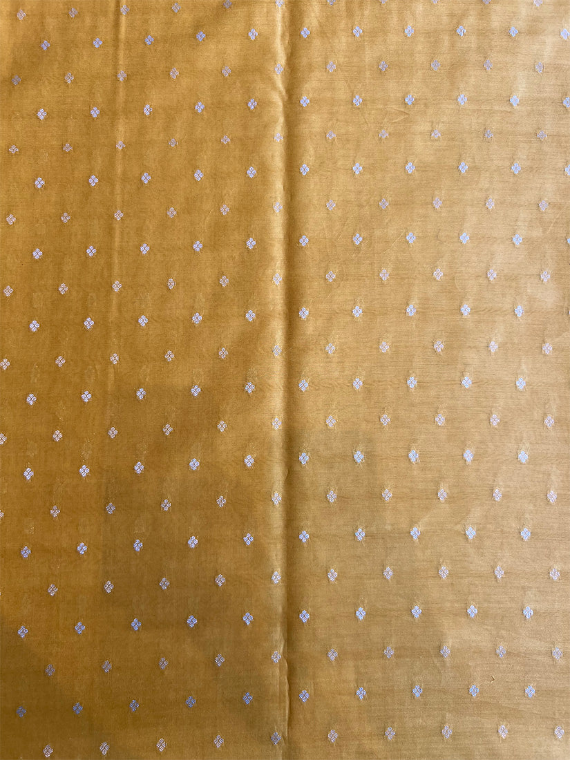 Yellow Colour Self Weaved Maheshwari Silk Fabric