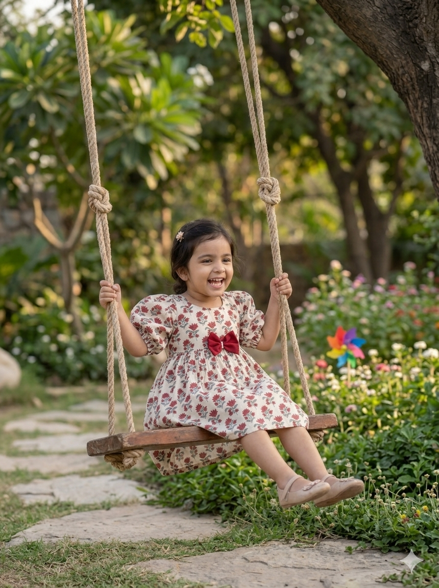 Crimson Blossom Bow Dress